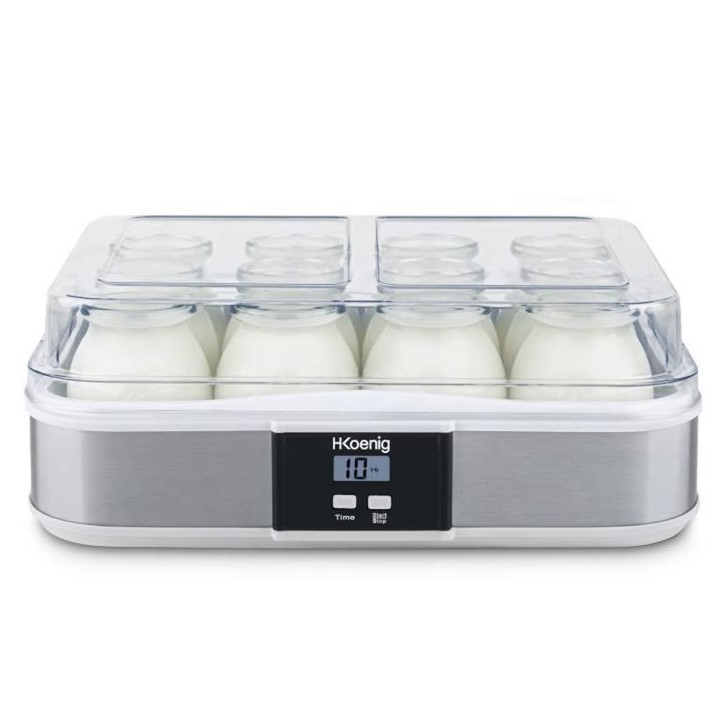 Yaourtiere HKoeNIG - ELY120 - Capacité 12 pots de 160ml - Programmable jusqu'a 15h - 15W Yaourtiere HKoeNIG - ELY120 - Capacité 12 pots de 160ml - Programmable jusqu'a 15h - 15W