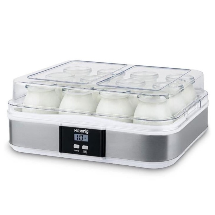 Yaourtiere HKoeNIG - ELY120 - Capacité 12 pots de 160ml - Programmable jusqu'a 15h - 15W Yaourtiere HKoeNIG - ELY120 - Capacité 12 pots de 160ml - Programmable jusqu'a 15h - 15W
