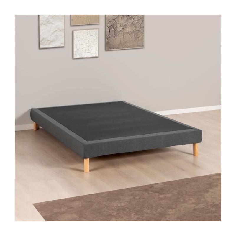Sommier tapissier - 160x200 cm - Gris anthracite - Kit - DEKO DREAM Ea Sommier tapissier - 160x200 cm - Gris anthracite - Kit - DEKO DREAM Ea