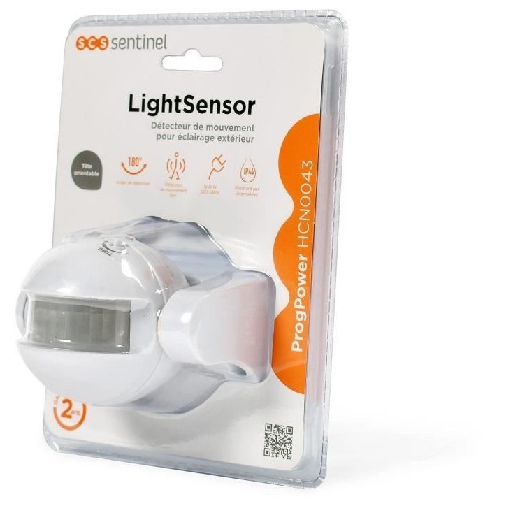 Détecteur de mouvement extérieur - SCS SENTINEL - LightSensor blanc - Portée 12m - Angle 180° Détecteur de mouvement extérieur - SCS SENTINEL - LightSensor blanc - Portée 12m - Angle 180°
