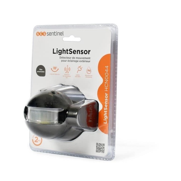Détecteur de mouvement extérieur SCS SENTINEL LightSensor noir - Portée 12m - Angle 180°