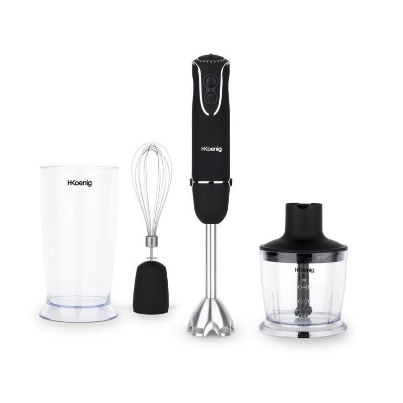 Mixeur plongeant Noir, 850W, Turbo 5 vitesses, H.Koenig Mixeur plongeant Noir, 850W, Turbo 5 vitesses, H.Koenig