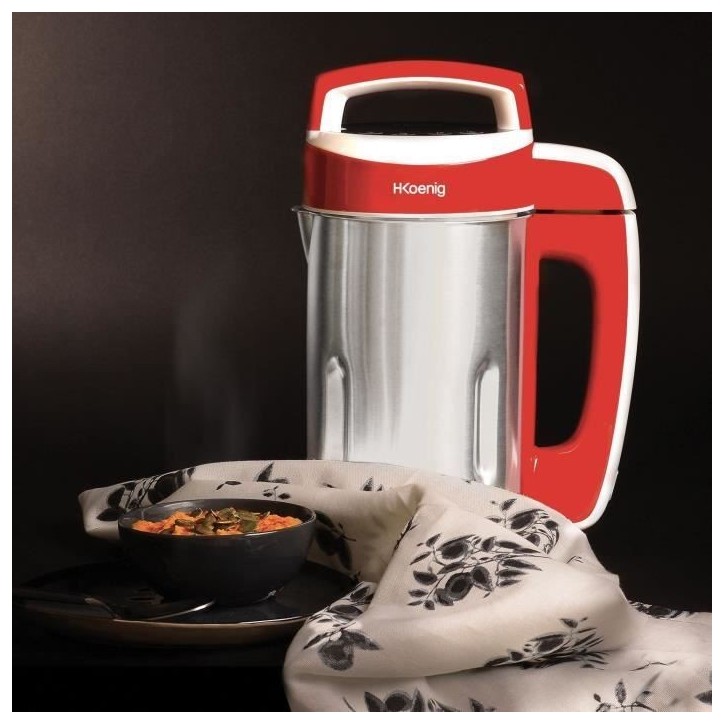 Blender chauffant - H.Koenig - MXC18 - 850 W - 1,1 L - Inox - 2 programmes de cuisson - rouge Blender chauffant - H.Koenig - MXC18 - 850 W - 1,1 L - Inox - 2 programmes de cuisson - rouge