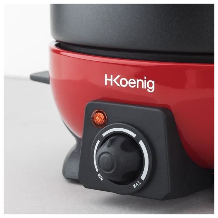 Appareil a fondue HKoeNIG - ALP1800 - Jusqu'a 6 personnes - Capacité 2L - Thermostat réglable jusqu'a 190°C - 800W - Rouge/No
