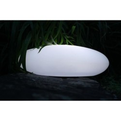 Galet solaire lumineux - Luna - Blanc - 64x39x21 cm - LED intégrée -