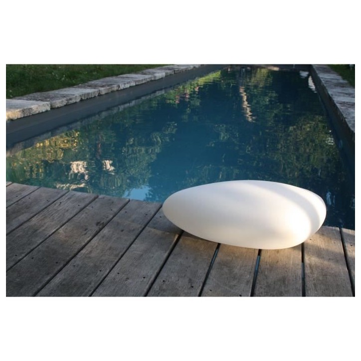 Galet solaire lumineux - Luna - Blanc - 64x39x21 cm - LED intégrée - Décoration jardin Galet solaire lumineux - Luna - Blanc - 64x39x21 cm - LED intégrée - Décoration jardin