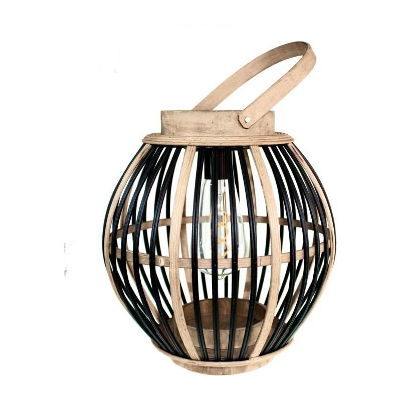 Lampe solaire en bambou - Olivie - Noir Lampe solaire en bambou - Olivie - Noir