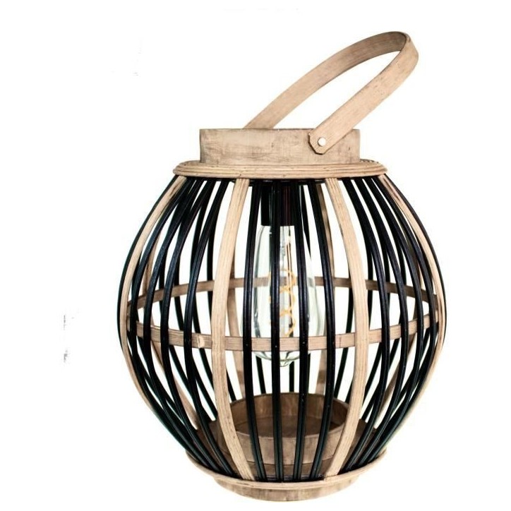 Lampe solaire en bambou - Olivie - Noir Lampe solaire en bambou - Olivie - Noir