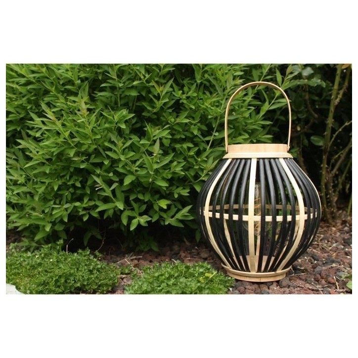 Lampe solaire en bambou - Olivie - Noir Lampe solaire en bambou - Olivie - Noir
