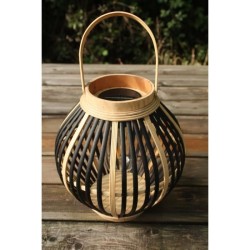 Lampe solaire en bambou - Olivie - Noir