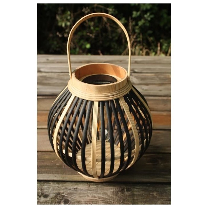 Lampe solaire en bambou - Olivie - Noir Lampe solaire en bambou - Olivie - Noir