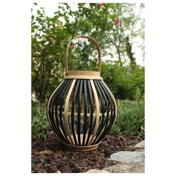 Lampe solaire en bambou - Olivie - Noir Lampe solaire en bambou - Olivie - Noir