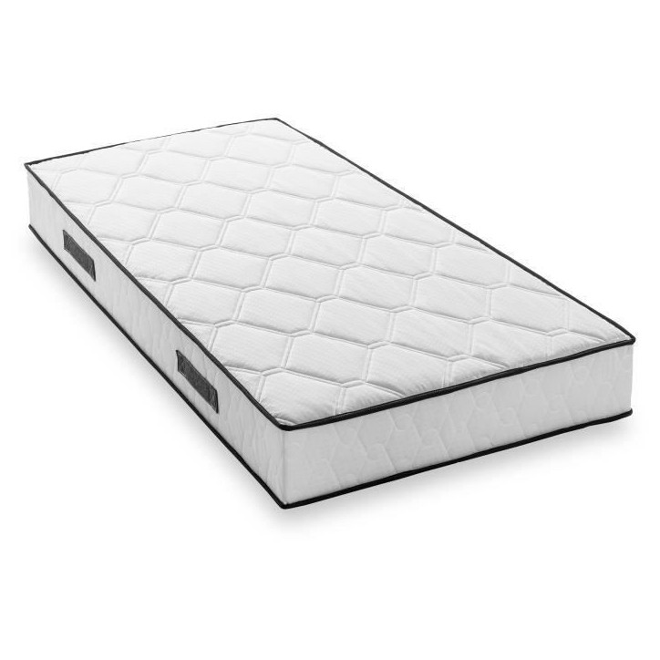 Ensemble matelas sommier 90 x 190 cm Hauteur 19 cm - ressorts ensachés - 7 zones - réversible - fabriqué en Belgique - DEKO D