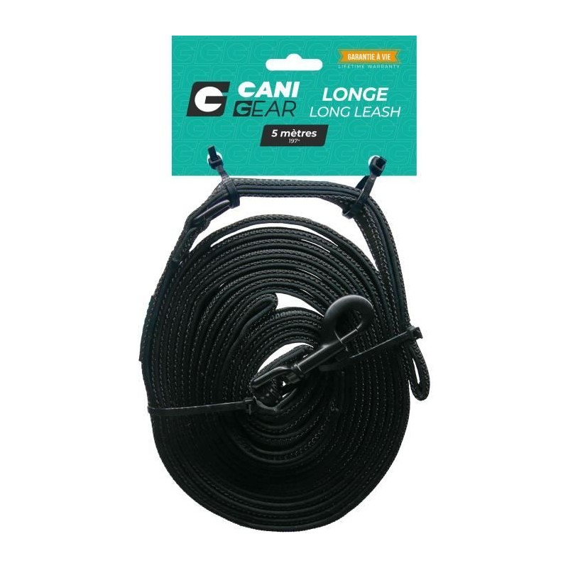 Longe pour chien - CANI GEAR - 5 m - Néoprene souple avec poignée - Longe pour chien - CANI GEAR - 5 m - Néoprene souple avec poignée -