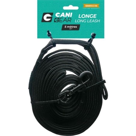 Longe pour chien - CANI GEAR - 5 m - Néoprene souple avec poignée -