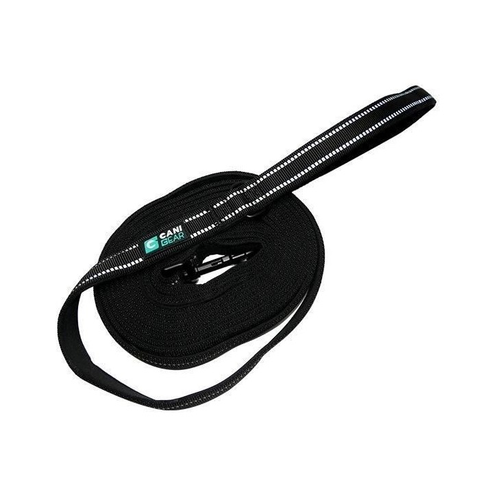 Longe pour chien - CANI GEAR - 5 m - Néoprene souple avec poignée - Noir Longe pour chien - CANI GEAR - 5 m - Néoprene souple avec poignée - Noir