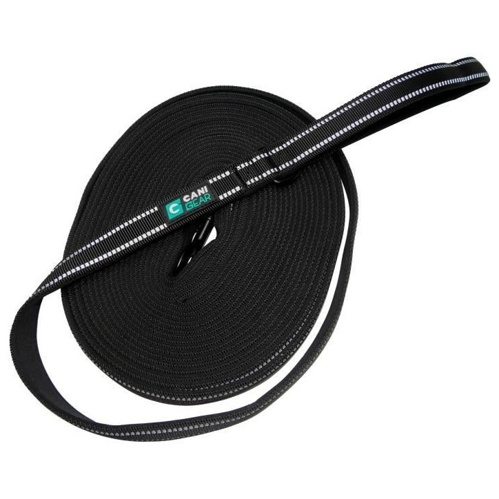 Longe pour chien - CANI GEAR - 10 m - Néoprene souple avec poignée - Noir Longe pour chien - CANI GEAR - 10 m - Néoprene souple avec poignée - Noir