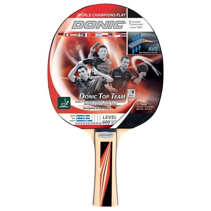 Raquette de tennis de table - SCHILDKRÖT - TOP TEAMS 600 AVS,manche - Bois de qualité et revetement ITTF Raquette de tennis de table - SCHILDKRÖT - TOP TEAMS 600 AVS,manche - Bois de qualité et revetement ITTF