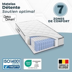 Ensemble matelas sommier 90 x 190 cm Hauteur 19 cm - ressorts ensaché