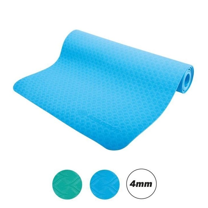 Tapis de yoga - FITNESS - SCHILDKRÖT - 183 x 61 cm - 4 mm - Sac inclus - Bleu clair