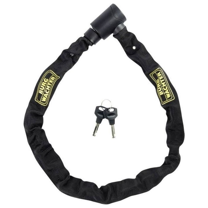 Antivol vélo chaîne - BURG WACHTER - 580 90 BLACK - Acier 6 mm - Textile haute résistance - 2 clés Antivol vélo chaîne - BURG WACHTER - 580 90 BLACK - Acier 6 mm - Textile haute résistance - 2 clés