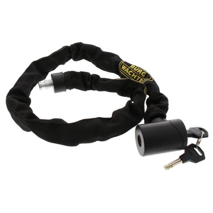 Antivol vélo chaîne - BURG WACHTER - 580 90 BLACK - Acier 6 mm - Textile haute résistance - 2 clés Antivol vélo chaîne - BURG WACHTER - 580 90 BLACK - Acier 6 mm - Textile haute résistance - 2 clés
