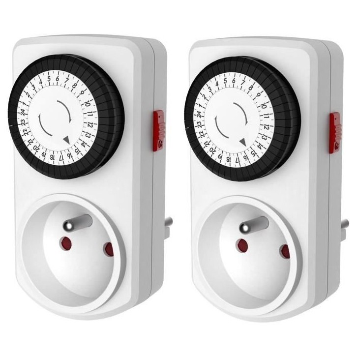 Minuterie compacte mécanique - GAO - Programmateur 3680W - 16A - 96 commutations/jour - Blanc