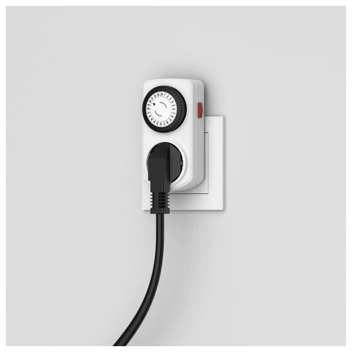 Minuterie compacte mécanique - GAO - Programmateur 3680W - 16A - 96 commutations/jour - Blanc