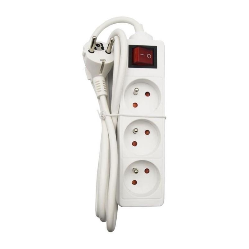Bloc ménager - GAO - 3 prises 2P+T - Avec interrupteur, conforme NF Bloc ménager - GAO - 3 prises 2P+T - Avec interrupteur, conforme NF