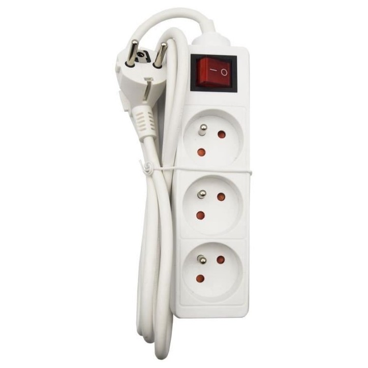 Bloc ménager - GAO - 3 prises 2P+T - Avec interrupteur, conforme NF