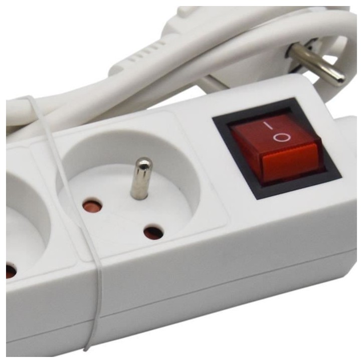 Bloc ménager - GAO - 3 prises 2P+T - Avec interrupteur, conforme NF
