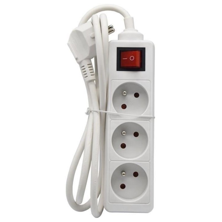Bloc ménager - GAO - 3 prises 2P+T - Avec interrupteur, conforme NF