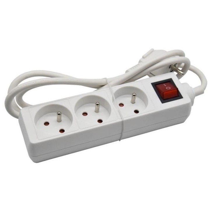 Bloc ménager - GAO - 3 prises 2P+T - Avec interrupteur, conforme NF