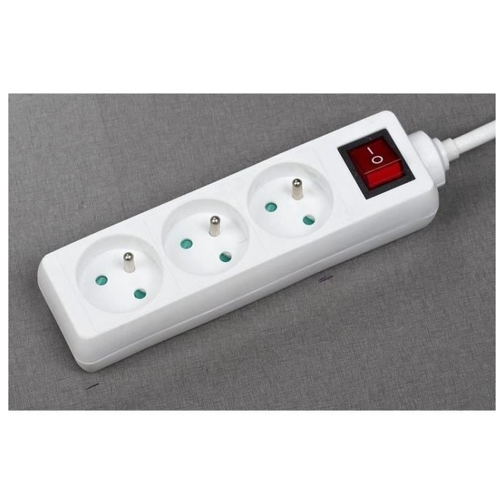 Bloc ménager - GAO - 3 prises 2P+T - Avec interrupteur, conforme NF