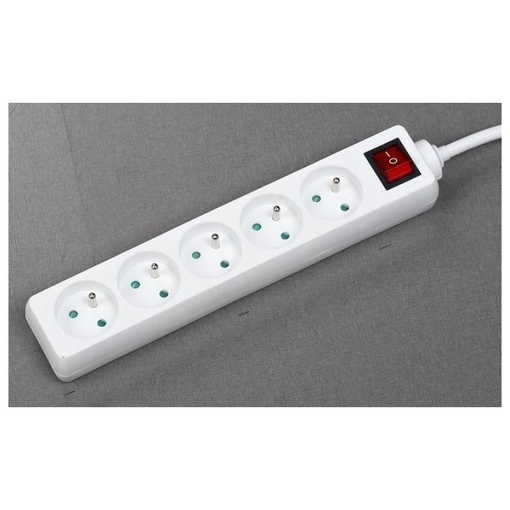 Bloc ménager - GAO - 5 prises - Avec interrupteur, câble 1,4m, protection enfants Bloc ménager - GAO - 5 prises - Avec interrupteur, câble 1,4m, protection enfants