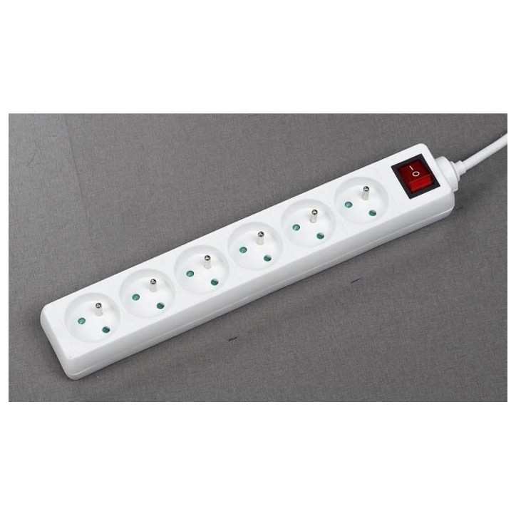 Bloc ménager - GAO - 6 prises - Avec interrupteur, câble 1,4m, protection enfants Bloc ménager - GAO - 6 prises - Avec interrupteur, câble 1,4m, protection enfants