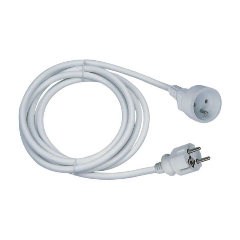 Rallonge électrique - GAO - 16A - Câble 5m - Blanc - Flexible - Dura Rallonge électrique - GAO - 16A - Câble 5m - Blanc - Flexible - Dura