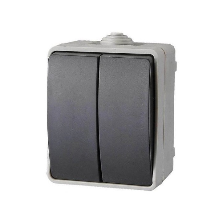 Interrupteur - Aquatop - Double va et vient - IP54 - 2 boutons - Utilisation extérieure Interrupteur - Aquatop - Double va et vient - IP54 - 2 boutons - Utilisation extérieure