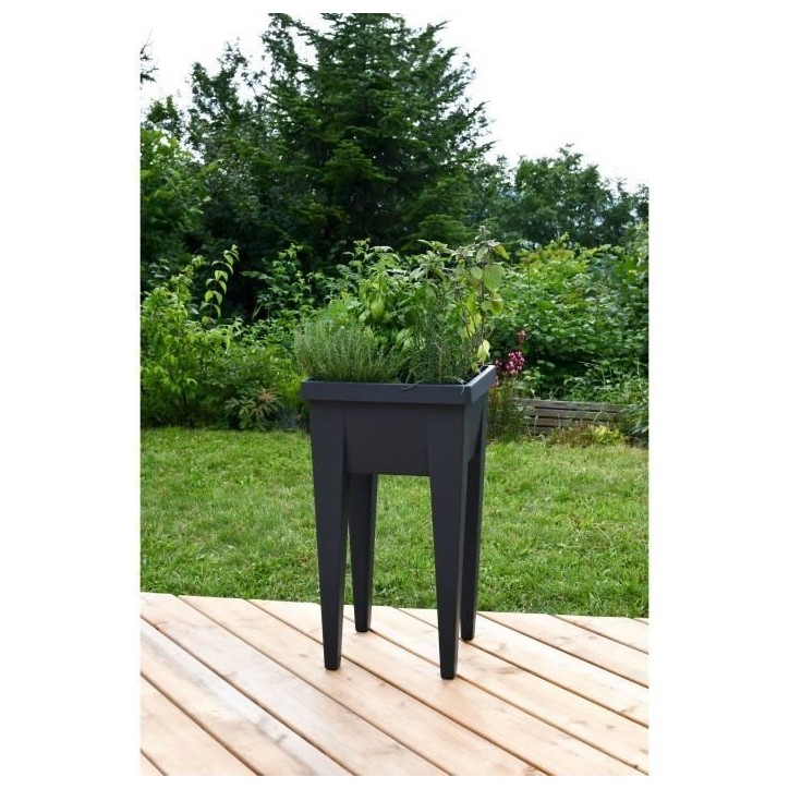 EDA Espace Potager Veg&Table URBAN - L38,5 x P38,5 x H68 cm - 4 bouchons d'évacuation - Anthracite EDA Espace Potager Veg&Table URBAN - L38,5 x P38,5 x H68 cm - 4 bouchons d'évacuation - Anthracite