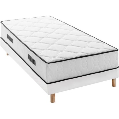 Ensemble matelas sommier 90 x 200 cm Hauteur 27 cm - ressorts ensaché