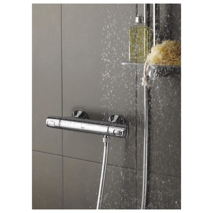GROHE Mitigeur thermostatique Douche Precision Trend, montage mural, protection anti-brûlure, raccord fileté 1/2, chromé, 342