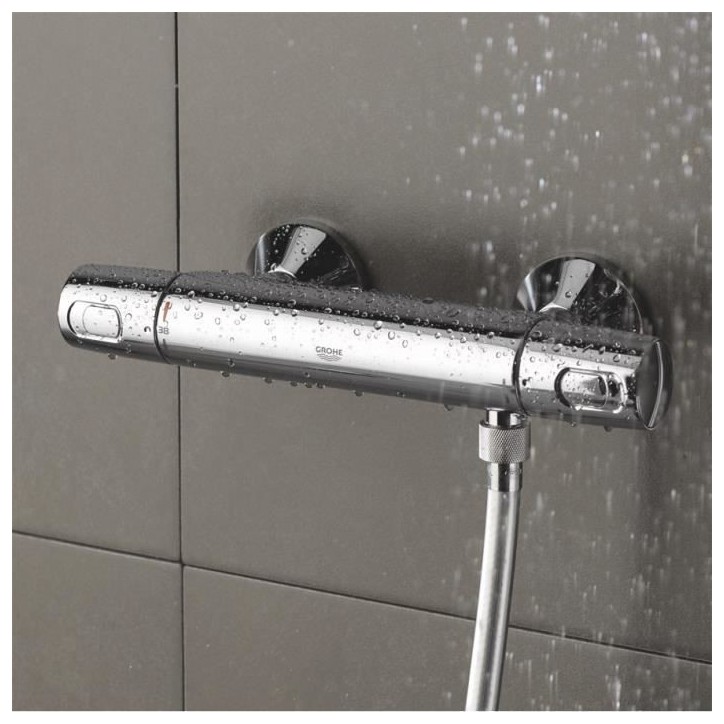 GROHE Mitigeur thermostatique Douche Precision Trend, montage mural, protection anti-brûlure, raccord fileté 1/2, chromé, 342