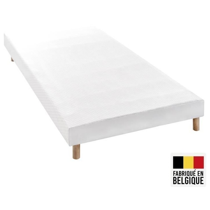 Ensemble matelas sommier 90 x 200 cm Hauteur 27 cm - ressorts ensachés - 7 zones - réversible - fabriqué en Belgique - DEKO D