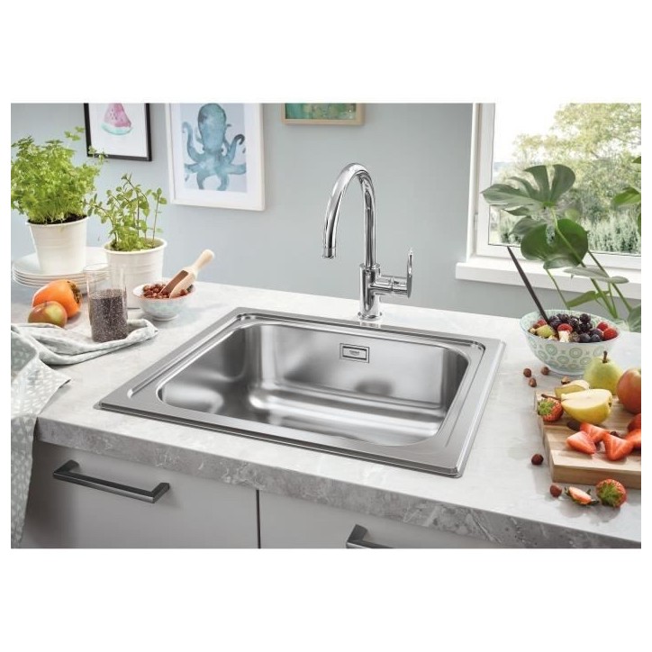 Evier de cuisine - Acier inoxydable - A encastrer par le dessus - GROHE K200 - 31719SD0 Evier de cuisine - Acier inoxydable - A encastrer par le dessus - GROHE K200 - 31719SD0