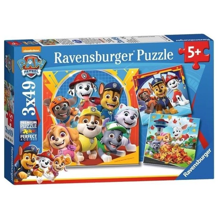 Lot de puzzles enfant Pat'Patrouille - Ravensburger - 3x49 pieces - Prets a secourir
