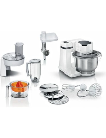 Kitchen machine Serie 2 BOSCH - Robot de cuisine - 700W - 4 vitesses + turbo - Bol mélangeur inox 3,8 L - Blender 1,25 L - Blan
