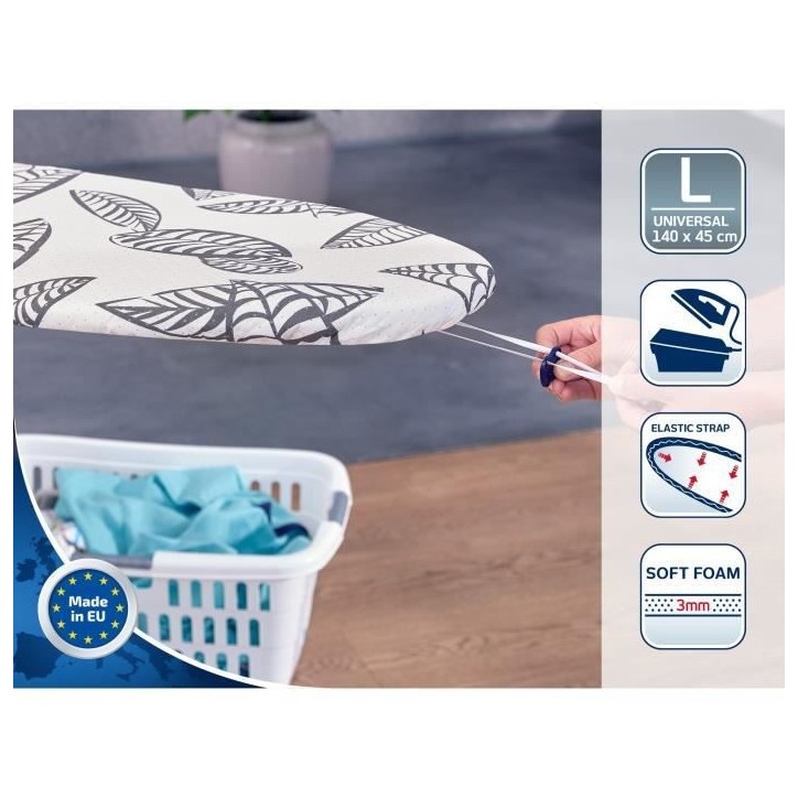 Housse table a repasser Leifheit Perfect Steam L 71615, housse perméable pour centrale vapeur, pour planche a repasser max. 140 Housse table a repasser Leifheit Perfect Steam L 71615, housse perméable pour centrale vapeur, pour planche a repasser max. 140