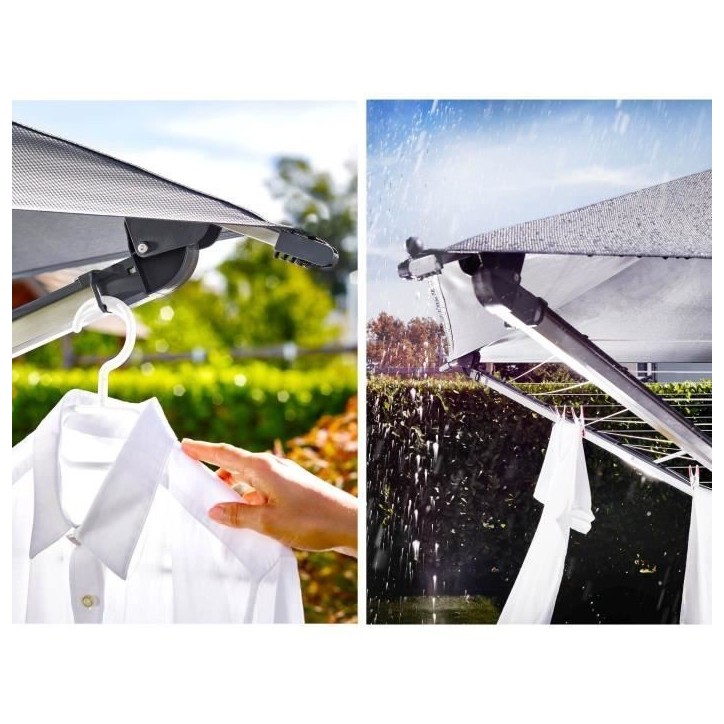 Séchoir parapluie Leifheit LinoProtect 400 82100, étendoir a linge parapluie avec toit étanche et douille, 40m d'étendage, g Séchoir parapluie Leifheit LinoProtect 400 82100, étendoir a linge parapluie avec toit étanche et douille, 40m d'étendage, g