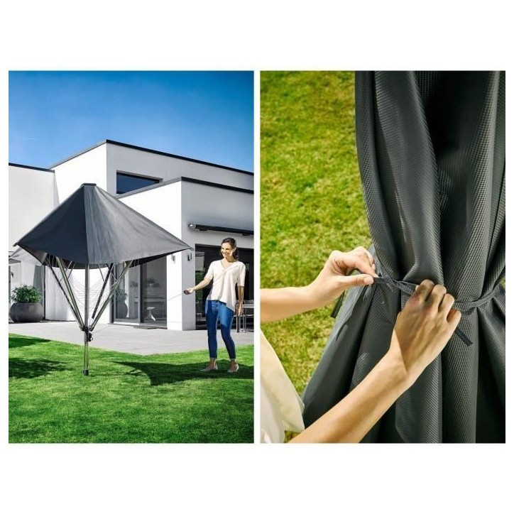 Séchoir parapluie Leifheit LinoProtect 400 82100, étendoir a linge parapluie avec toit étanche et douille, 40m d'étendage, g Séchoir parapluie Leifheit LinoProtect 400 82100, étendoir a linge parapluie avec toit étanche et douille, 40m d'étendage, g