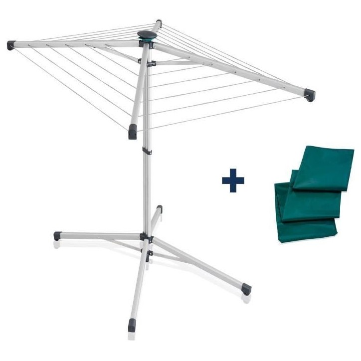 Séchoir parapluie Leifheit 140 LinoPop-Up 82500, étendoir intérieur et extérieur avec 14m d'étendage, transport et rangemen